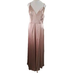 NWT Galina Signature Champagne Satin Gown Size 10 Bridesmaid Formal Maxi Dress